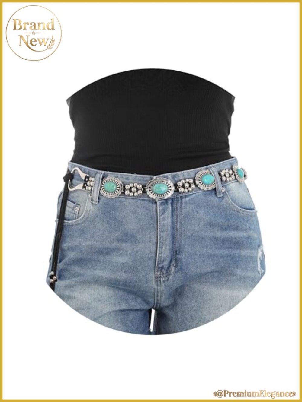 Turquoise Chain Concho Cowgirl Waist Belt for Women Dresses